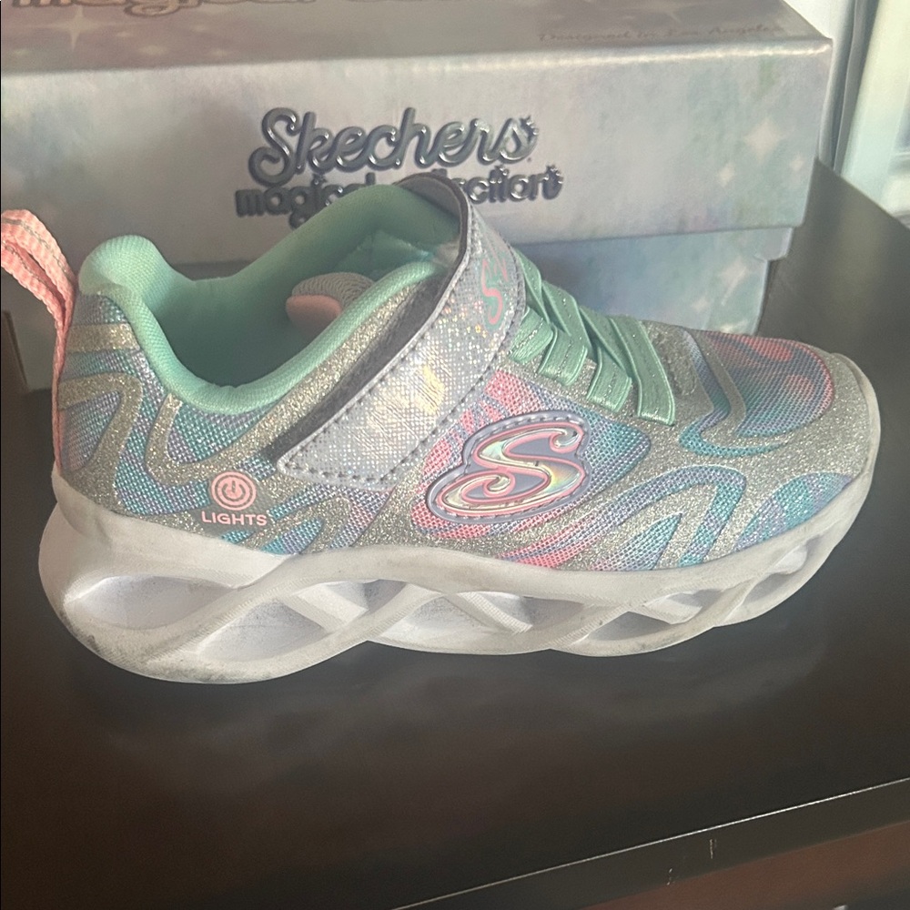 Skechers Kids' Sparkle Light-Up Sneakers - Pink and Blue - Picture 5 of 12